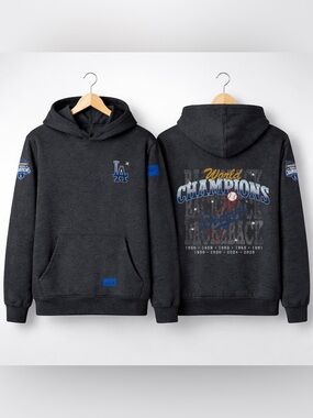 *EXCLUSIVE* Los Angeles Dodgers World Champions Dark Gray Hoodie- BACK TO BACK